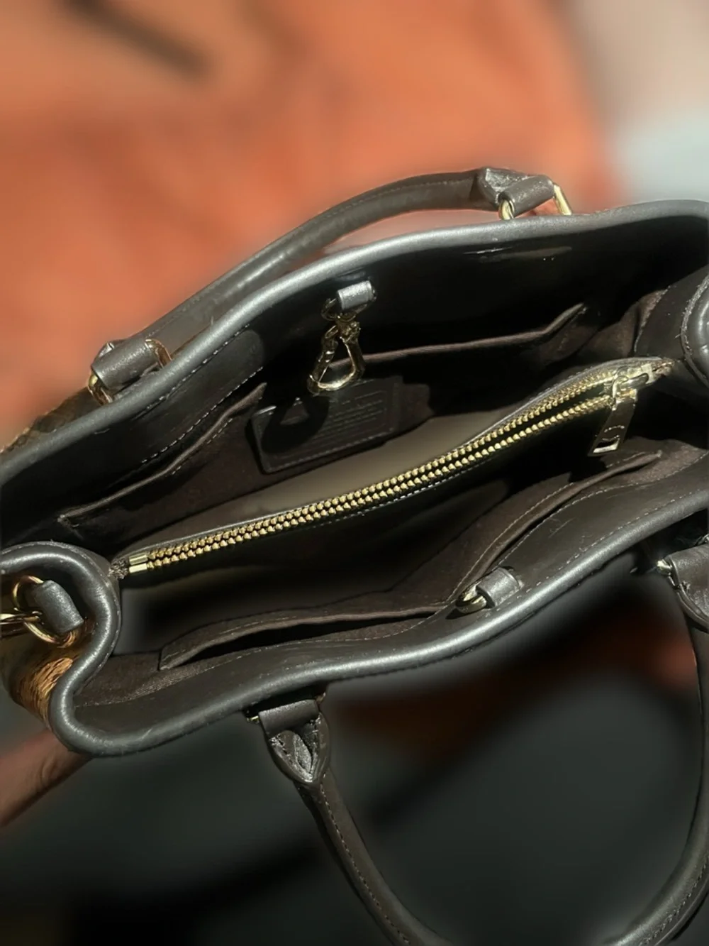 Coach Tan and Dark Brown Snake-Embossed Leather Satchel - Picture 3 of 10